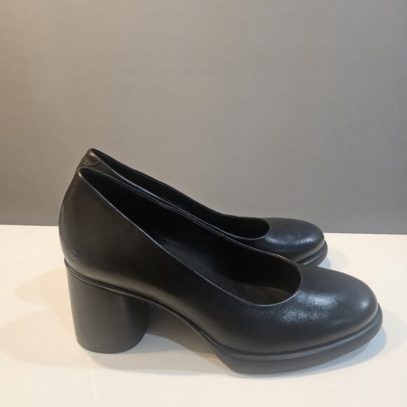 Ecco Block Heels Pump Womens Black Leather EU 36 US 5/5.5 Dual Fit Insoles - Picture 1 of 10